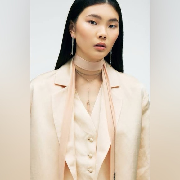 NWT Silk Metal Fringe Scarf - Picture 3 of 11